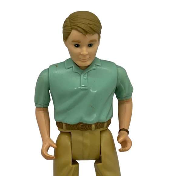 Fisher Price Loving Family Dollhouse Father Figurine with Green Shirt Tan Pants - Picture 4 of 5